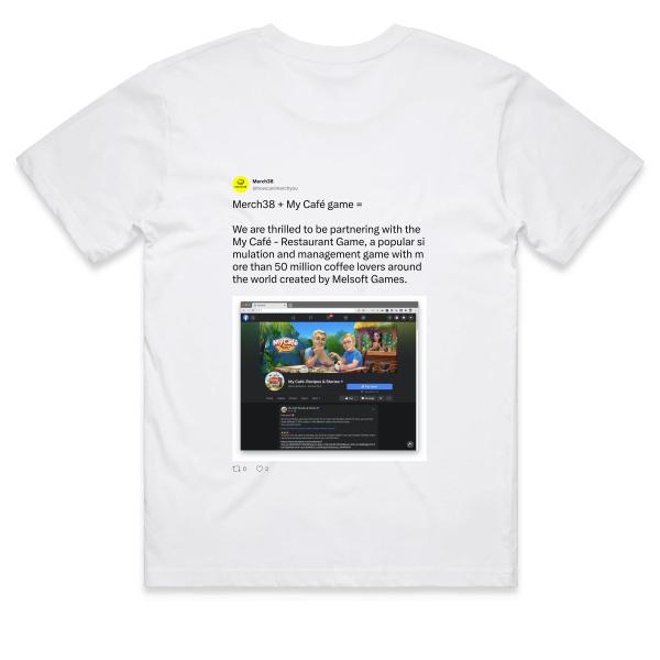 Post: Merch38 + My Café game = 🖤 We are thrilled to be partnering with the My Café - Restaurant Game, a popular simulation and management game with more than 50 million coffee lovers around the world created by Melsoft Games.