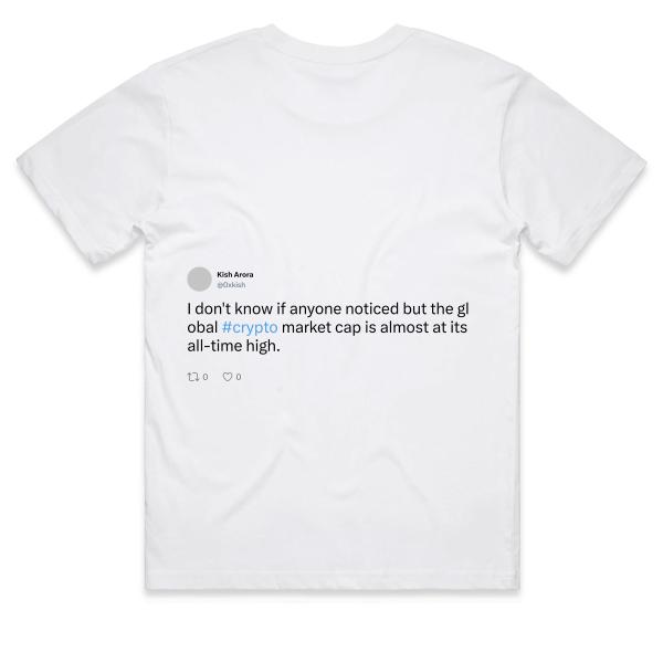 Post: I don't know if anyone noticed but the global #crypto market cap is almost at its all-time high.