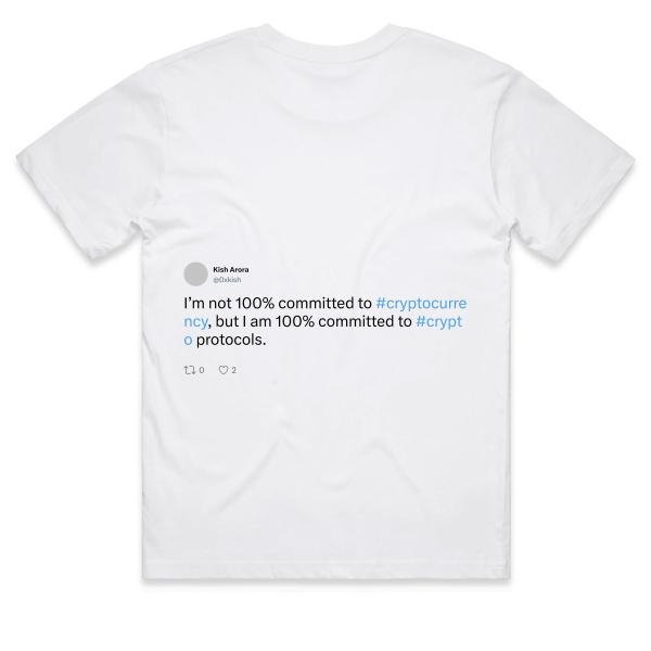 Post: I’m not 100% committed to #cryptocurrency, but I am 100% committed to #crypto protocols.