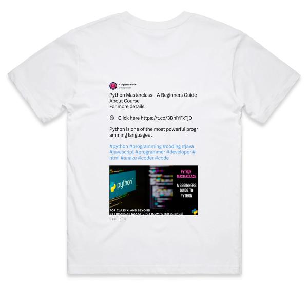 Post: Python Masterclass - A Beginners Guide About Course For more details   😊👉 Click here https://t.co/3BniYFxTjO  Python is one of the most powerful programming languages .   #python #programming #coding #java #javascript #programmer #developer #html #snake #coder #code