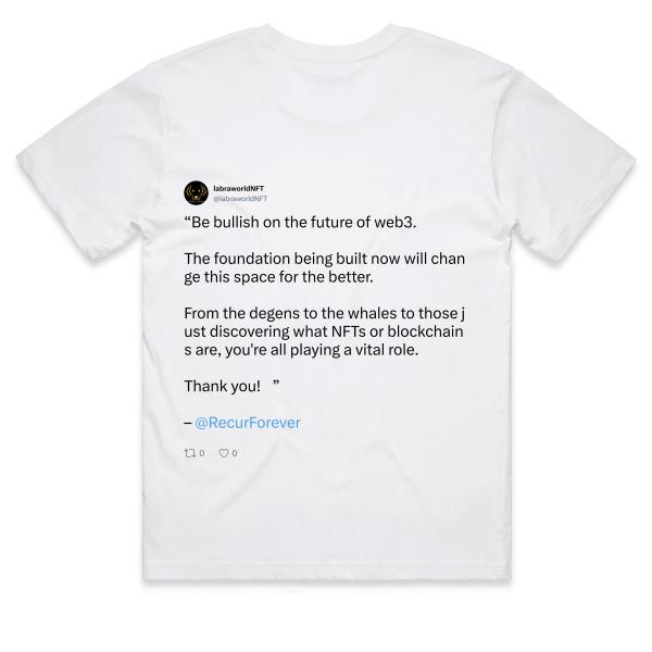 Post: “Be bullish on the future of web3.  The foundation being built now will change this space for the better.  From the degens to the whales to those just discovering what NFTs or blockchains are, you're all playing a vital role.  Thank you! 🚀”  – @RecurForever