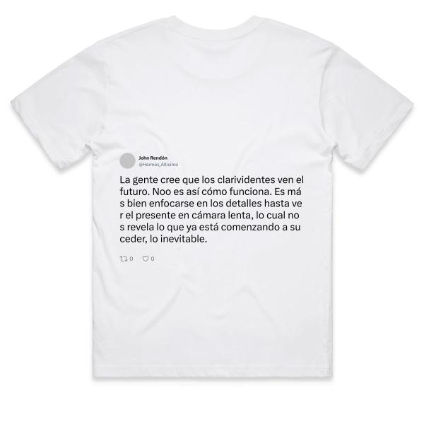 Post: La gente cree que los clarividentes ven el futuro. Noo es así cómo funciona. Es más bien enfocarse en los detalles hasta ver el presente en cámara lenta, lo cual nos revela lo que ya está comenzando a suceder, lo inevitable.