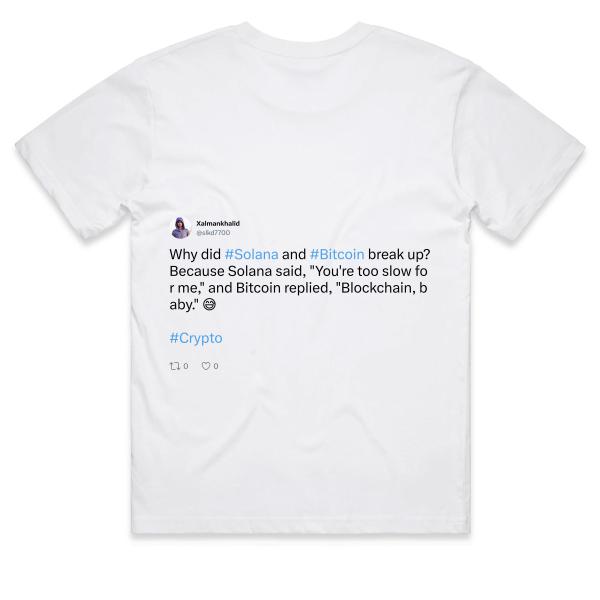 Post: Why did #Solana and #Bitcoin break up? Because Solana said, "You're too slow for me," and Bitcoin replied, "Blockchain, baby." 😅  #Crypto