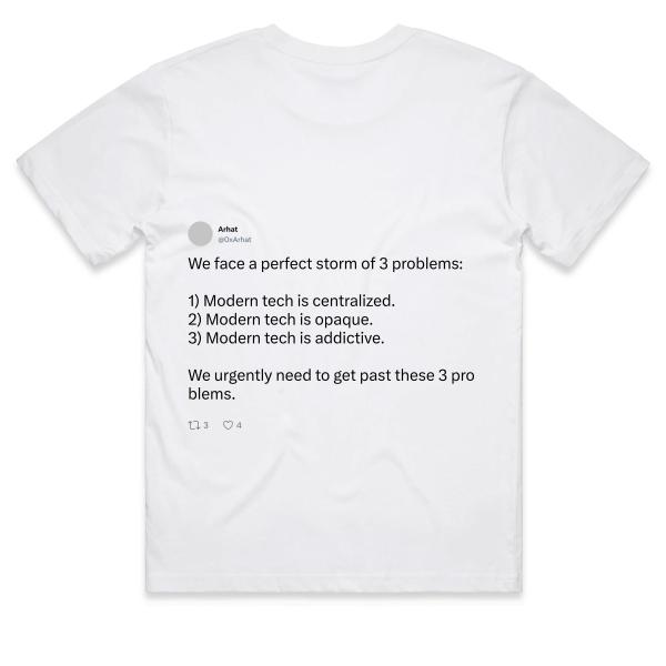 Post: We face a perfect storm of 3 problems:  1) Modern tech is centralized. 2) Modern tech is opaque. 3) Modern tech is addictive.  We urgently need to get past these 3 problems.
