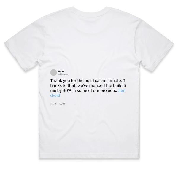 Post: Thank you for the build cache remote. Thanks to that, we've reduced the build time by 80% in some of our projects. #android