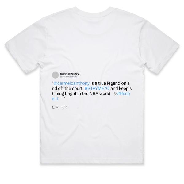 Post: "@carmeloanthony is a true legend on and off the court. #STAYME7O and keep shining bright in the NBA world 🏀✨ #Respect 🙌🏽"