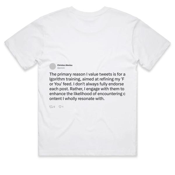 Post: The primary reason I value tweets is for algorithm training, aimed at refining my 'For You' feed. I don't always fully endorse each post. Rather, I engage with them to enhance the likelihood of encountering content I wholly resonate with.