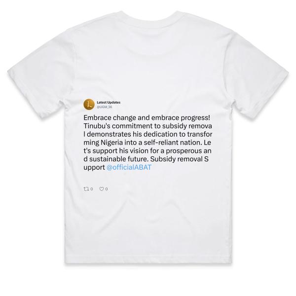 Post: Embrace change and embrace progress! Tinubu's commitment to subsidy removal demonstrates his dedication to transforming Nigeria into a self-reliant nation. Let's support his vision for a prosperous and sustainable future. Subsidy removal Support @officialABAT